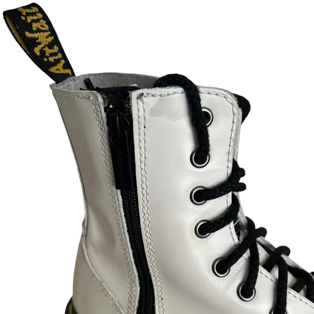 Dr. Martens Jadon White Leather Platform 8-Eye Boots Men US 6/Women 7